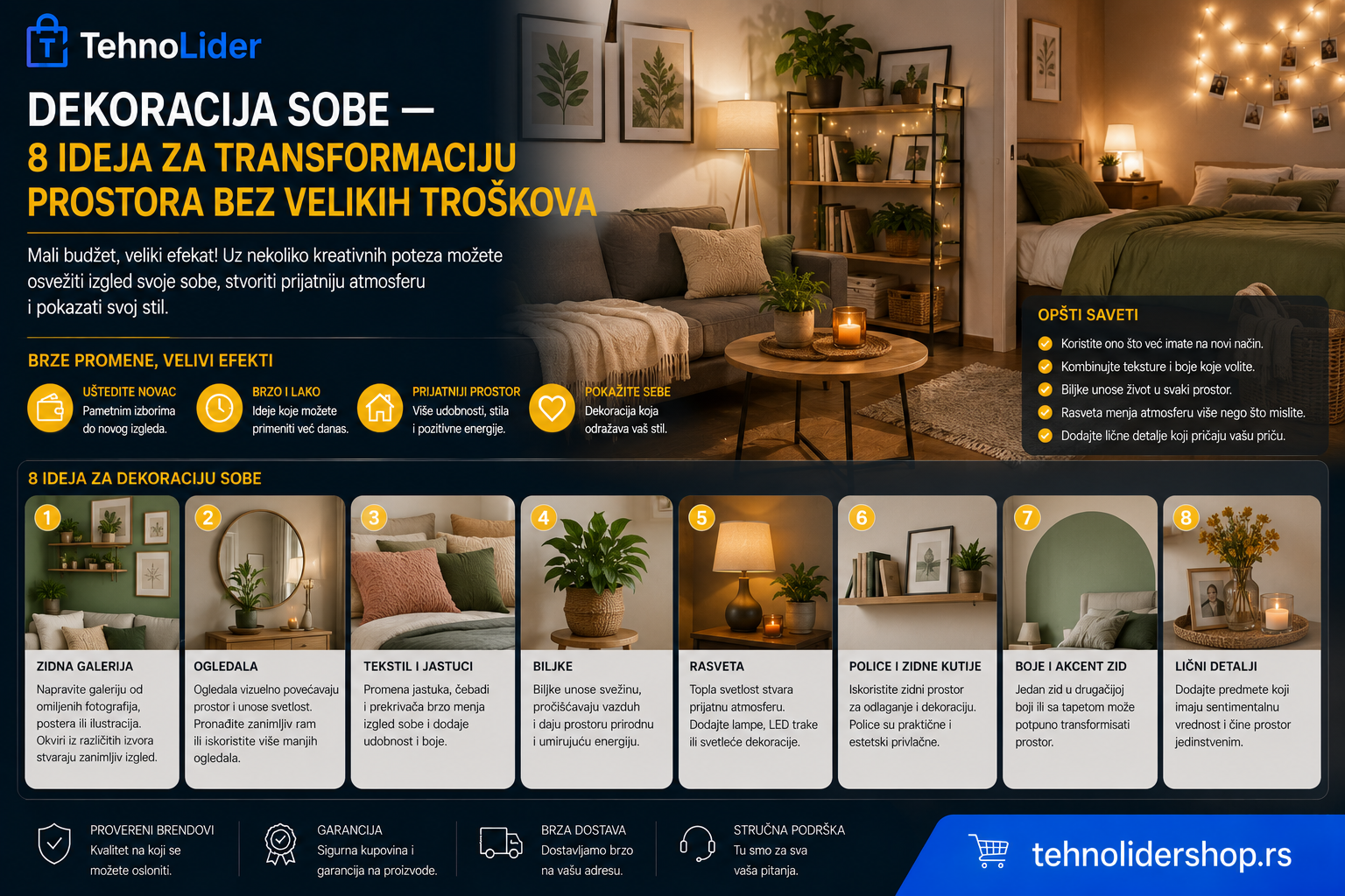 Ukrasi za dnevnu sobu — kako odabrati dekoracije koje menjaju atmosferu | TehnoLider
