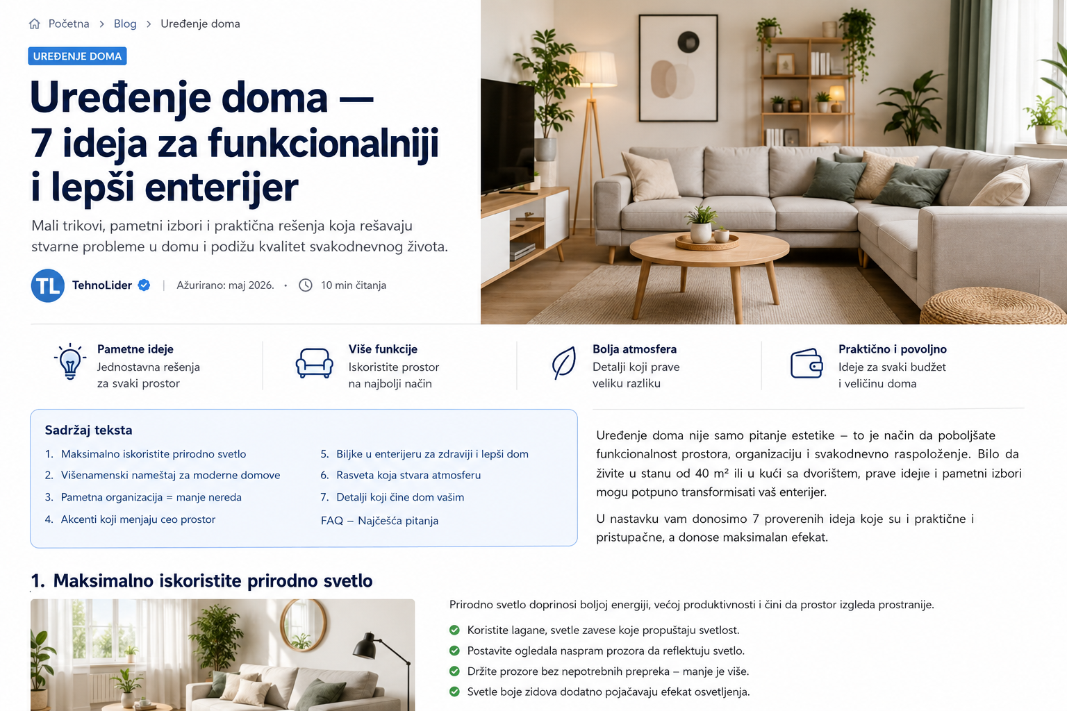 Uređenje doma — 7 ideja za funkcionalniji i lepši enterijer | TehnoLider