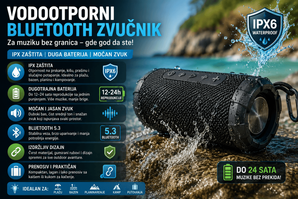 Vodootporni Bluetooth zvučnik za napolju