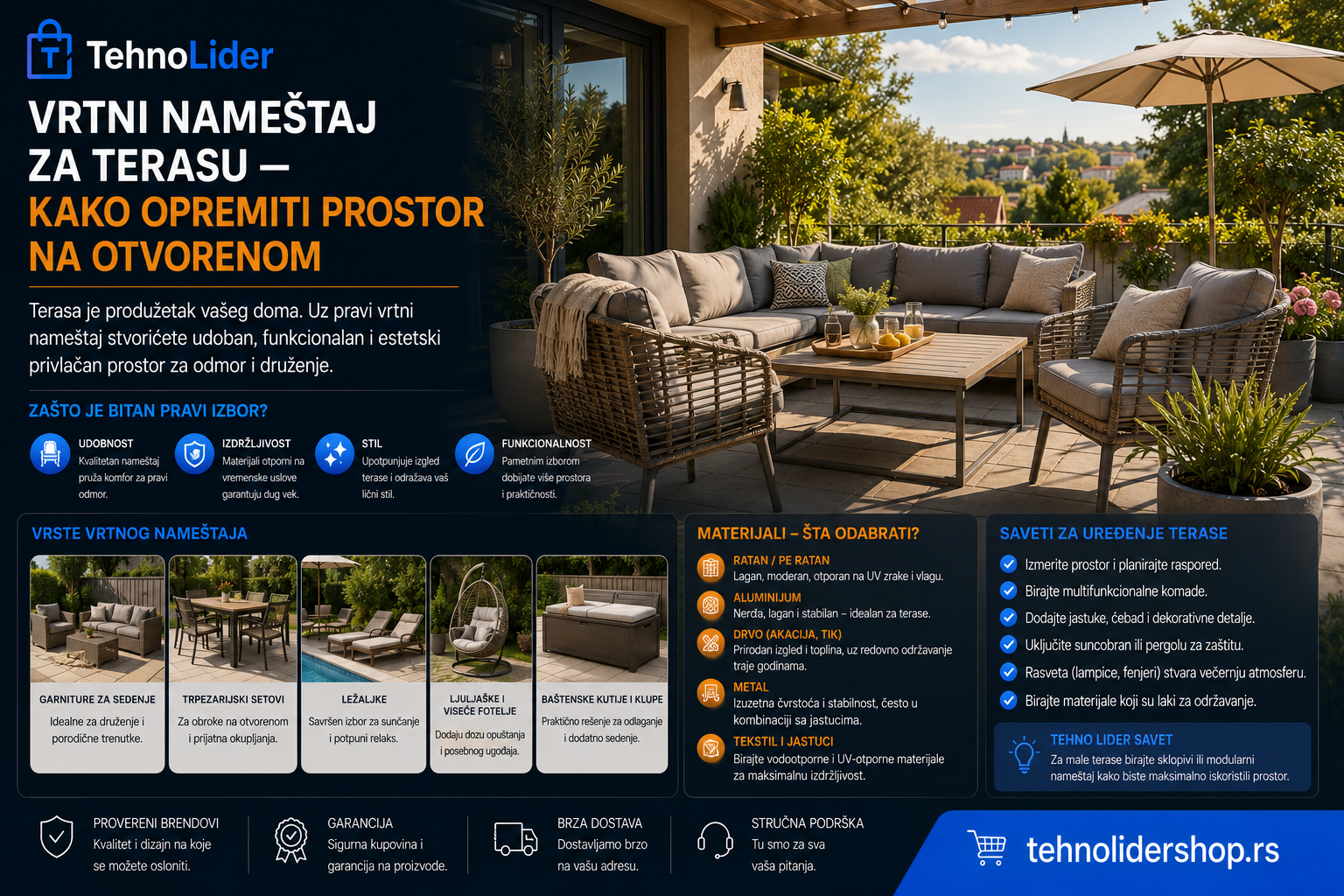 Vrtni nameštaj za terasu — kako opremiti prostor na otvorenom | TehnoLider