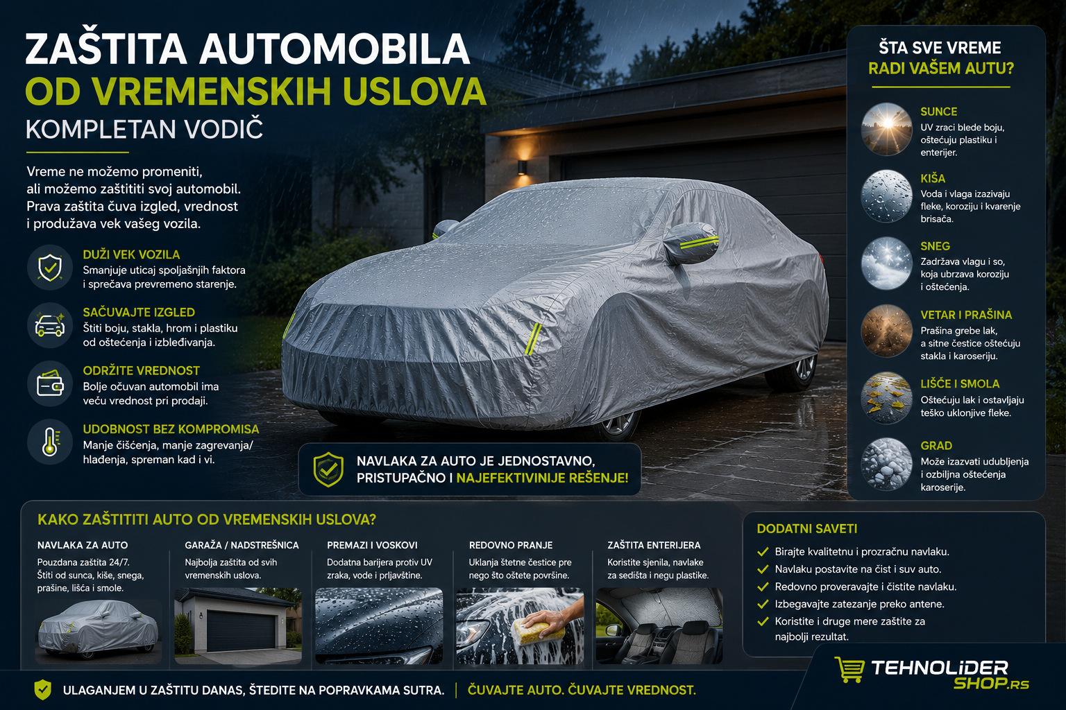Zaštita automobila od vremenskih uslova — kompletan vodič