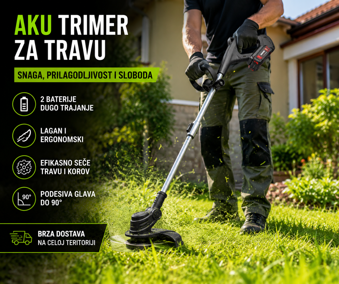 aku trimer za travu sa dve baterije novo