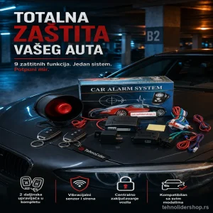 Alarm za Auto – Kompletna Oprema za Montažu sa Daljinskim Upravljačem