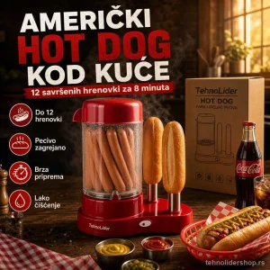 Aparat za Hot Dog Američki – 12 Hot Dogova na Pari, 450W