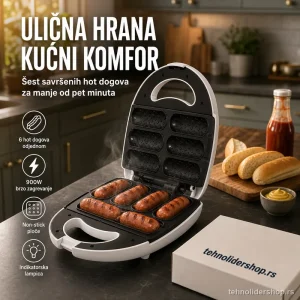 Aparat za Hot Dog – Kućni Uređaj za 6 Hot Dogova, 900W