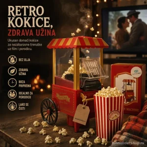 Aparat za Kokice Retro Kolica – Vrući Vazduh, Zdravija Užina