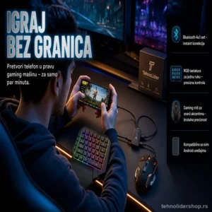 Bežični Set 4u1 – Tastatura, Miš i Bluetooth Prijemnik za Mobilni Telefon