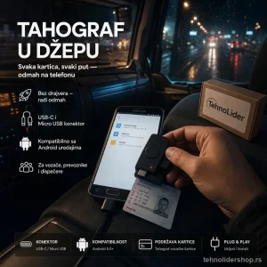 Čitač Tahograf Kartica za Mobilni Telefon – USB-C / Micro USB