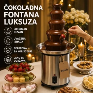 Čokoladna Fontana Velika – 4 Nivoa, Nerđajući Čelik, 2000W