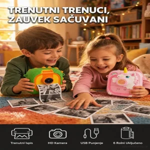 Dečija Kamera sa Štampačem i 6 rolni