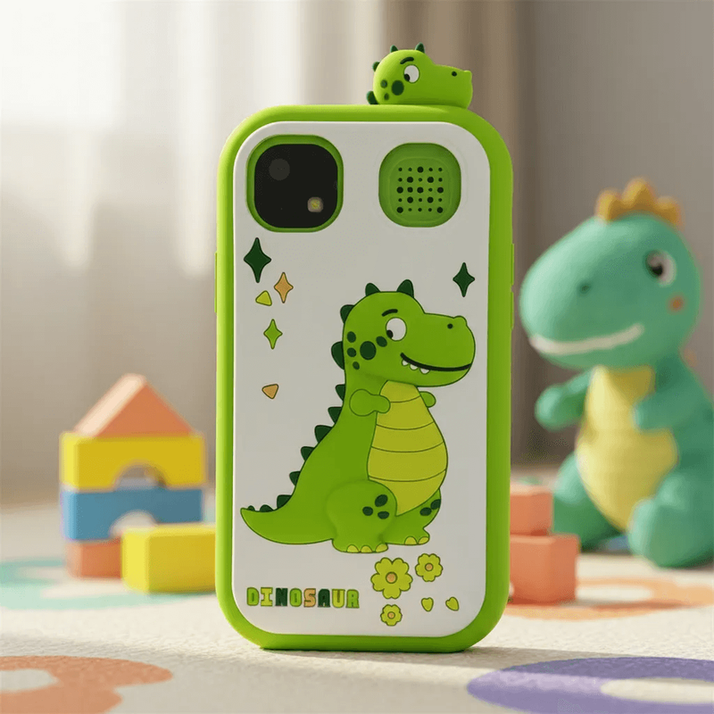 Dečiji DINO telefon u zelenoj boji – zabava, učenje i kreativni svet za mališane dečiji DINO telefon - prednja strana