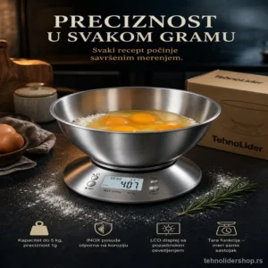 Digitalna Kuhinjska Vaga INOX do 5 kg – Precizno Merenje za Svaki Recept