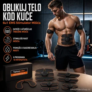 EMS Stimulator Mišića 6u1 – Smart Fitnes Uređaj za Oblikovanje Tela