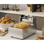 Friteza Nima 6L sa 2500W moći od bele i crne boje