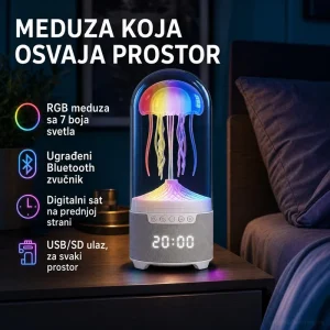 LED Lampa Meduza sa Bluetooth Zvučnikom i satom