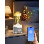 LED lampa meduza sa bluetooth zvučnikom i satom crna