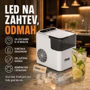 Ledomat za Kućnu Upotrebu – 12 kg Leda na Dan, 9 Kockica za 6 Minuta
