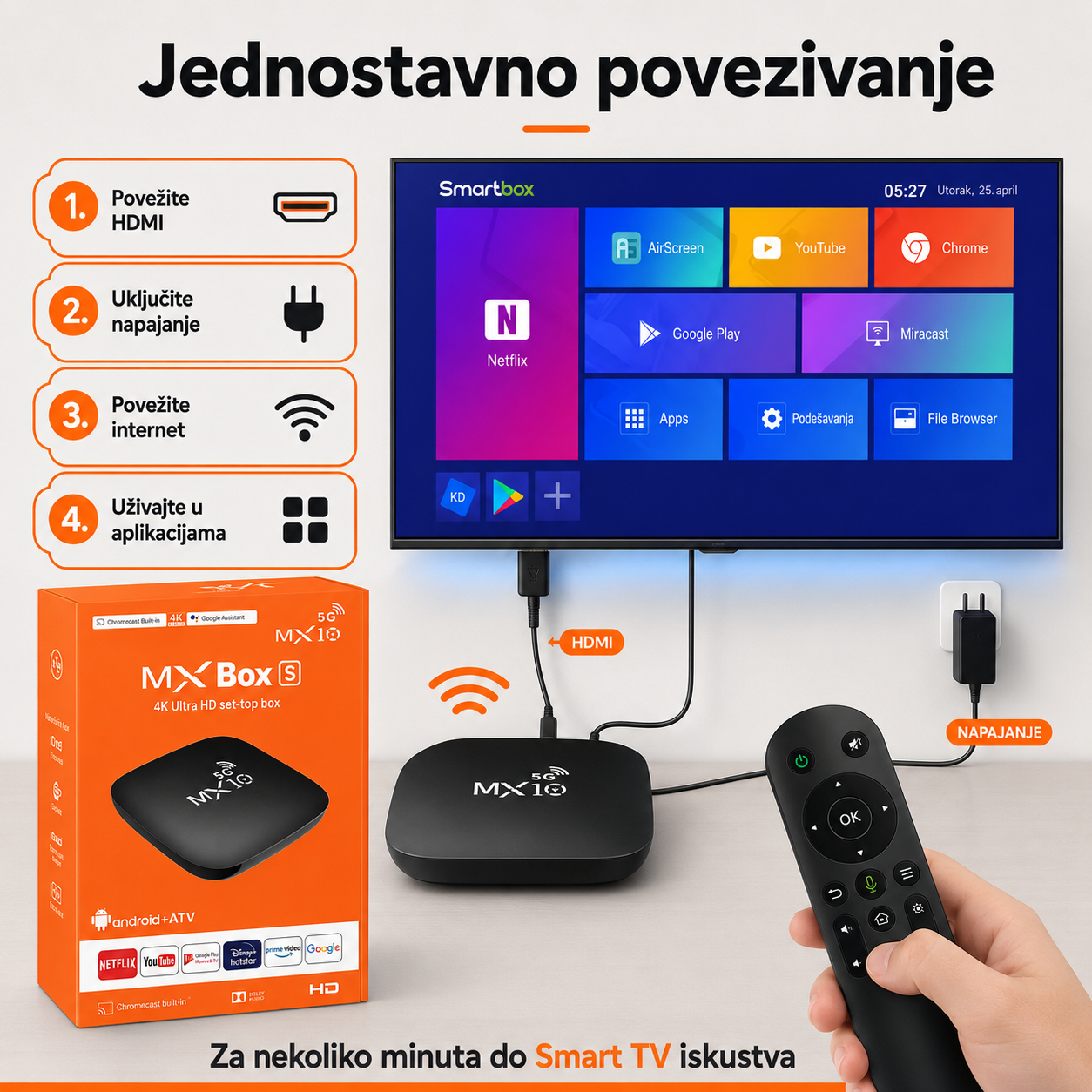 MX10 Android Smart TV tranformator mx10 android smart tv tranformator — u upotrebi