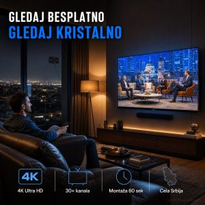 Digitalna TV antena DVB-T2 sa punom HDTV podrškom, kompletan proizvod