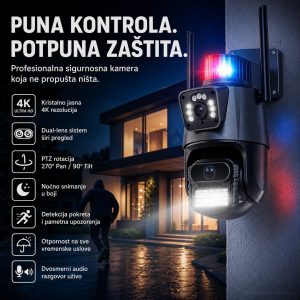 Sigurnosna dual kamera 4K sa AI detekcijom i sirenom