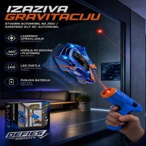 Trkački antigravitacioni auto na daljinski sa laserom