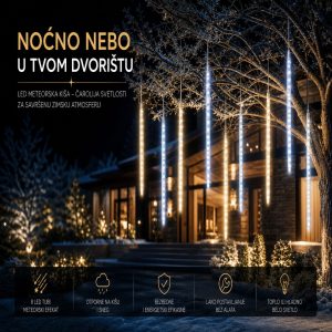 LED meteorska kiša rasveta sa osam svetlosnih štapova