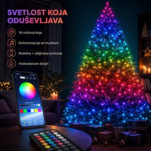 RGB lampice za jelku 10m sa mobilnom kontrolom