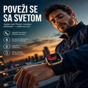 Pametan sat S9 Ultra sa oled ekranom i crnim remenom