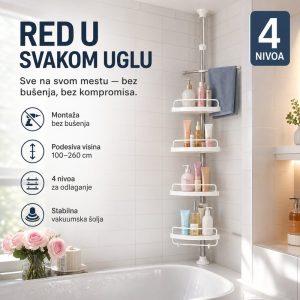 ugaona polica kupatilo podesiva montaža zid