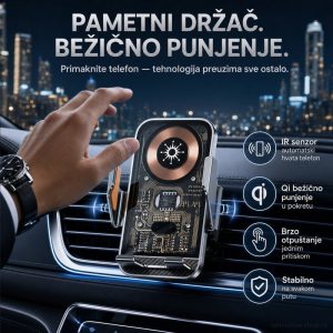 2u1 Pametni Auto držač i Bežični punjač za telefon sa IR senzorom C10