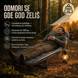 Sklopivi krevet sa 2 baterije otvorena pozicija
