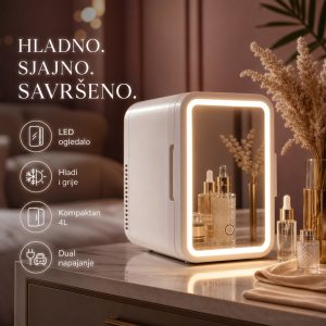 Mini frižider 4L sa ogledalom i led svetlom 220v i 12v