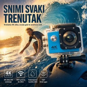 Akciona sportska kamera 4K Ultra HD sa WiFi konekcijom