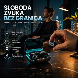 Bežične Bluetooth slušalice M10 sa kućištem i mikrofonom