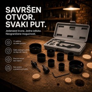 SET KRUNA od 11 delova za bušenje OTVORA 19-64 mm