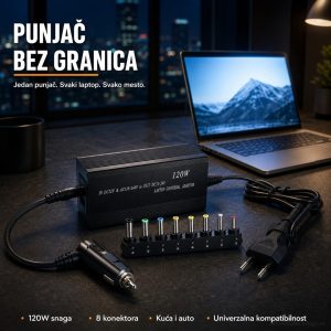 Univerzalni punjac za laptop 120 W 2 u 1