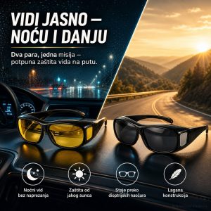 HD naočare za dnevnu i noćnu vožnju DVA PARA