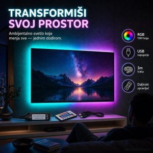 USB LED traka za TV RGB 3m