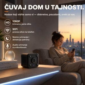 Mini IP kamera WiFi HD 1080P sa audio snimanjem crne boje