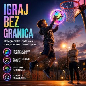 Hologramska košarkaška lopta sa svetlucavim efektima za igru