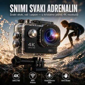 akciona kamera 4k wifi ultra hd sportska sa ekranom