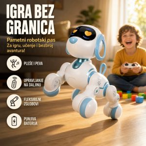 Pametni pas robot za decu sa daljinskom upravom bela boja