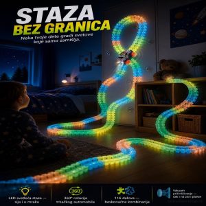 Promenljiva staza sa LED svetlećim trkačkim automobilom