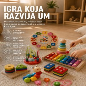 Set od 6 drvenih edukativnih igračaka za decu sa različitim oblicima
