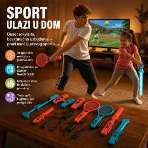 Nintendo Switch 10-u-1 Sportski Set Pribor – Uronite u svet sportskih avantura sa kompletnim paketom dodataka