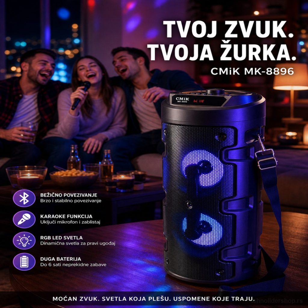 Karaoke Bluetooth zvučnik sa LED svetlom+mikrofon MK-8896