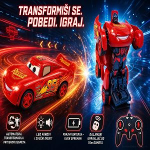 McQueen robot RC auto transformers sa daljinskom upravom crveni
