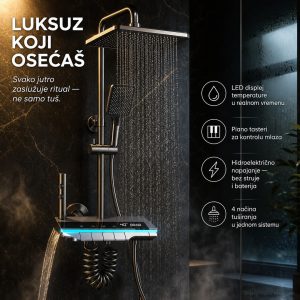 Luksuzni zidni tuš sa displejom i premium dodicima sistem