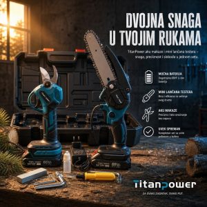Set Aku Makaze i Aku Testara+dve baterije (68V) TitanPower
