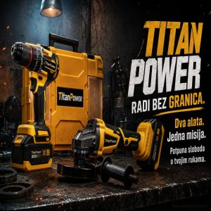 🛠️ TitanPower Set: Aku Brusilica + Šrafilica/Bušilica sa Čekićem (188V)